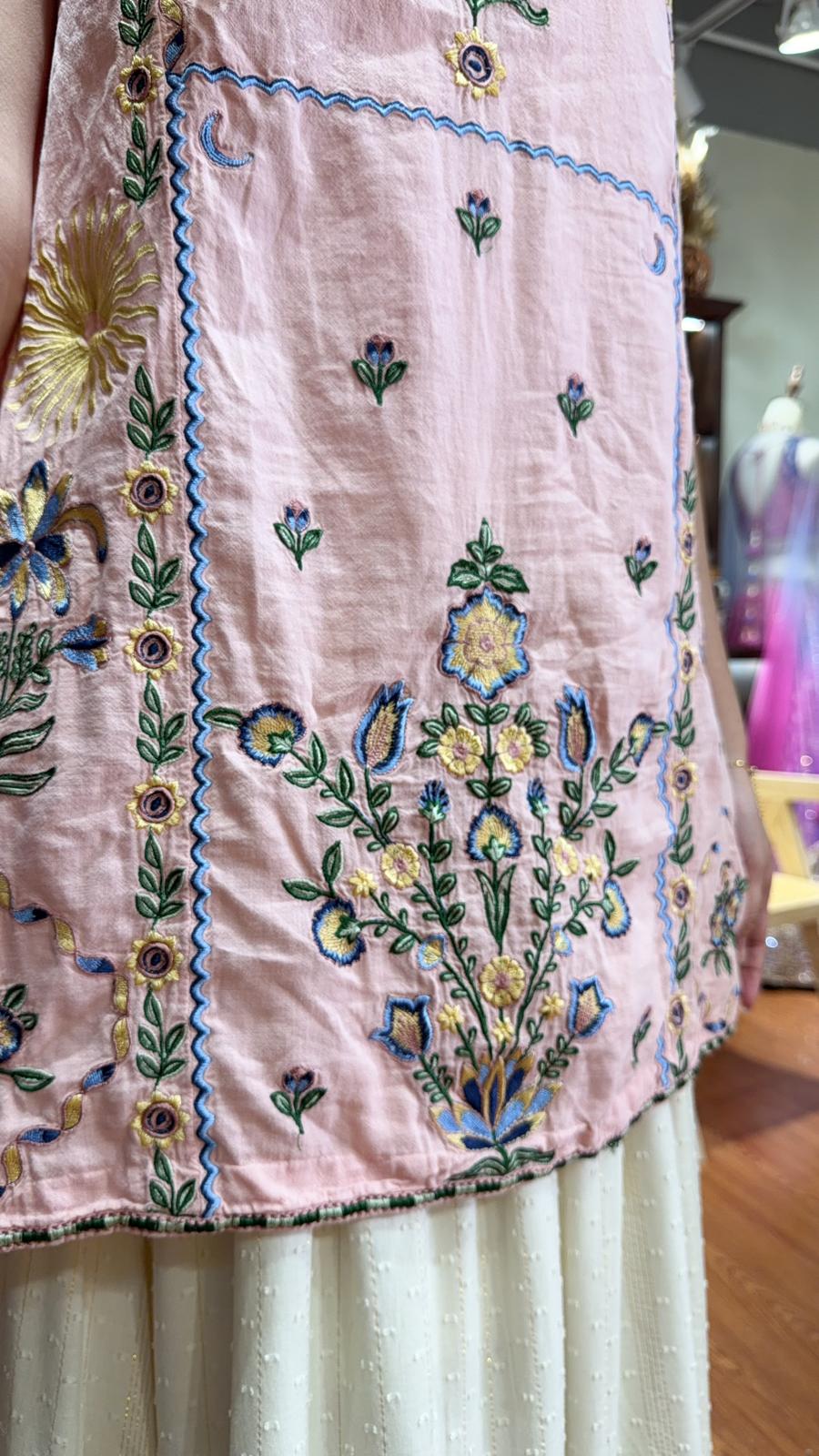 PKT 2645 Sakura Full Garden Emb Long Top