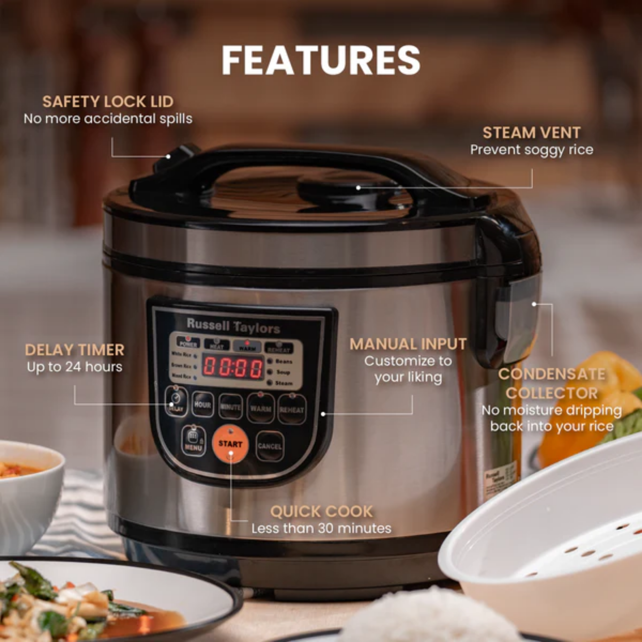 Russell Taylors 1.8L Digital Rice Cooker (ERC-30)