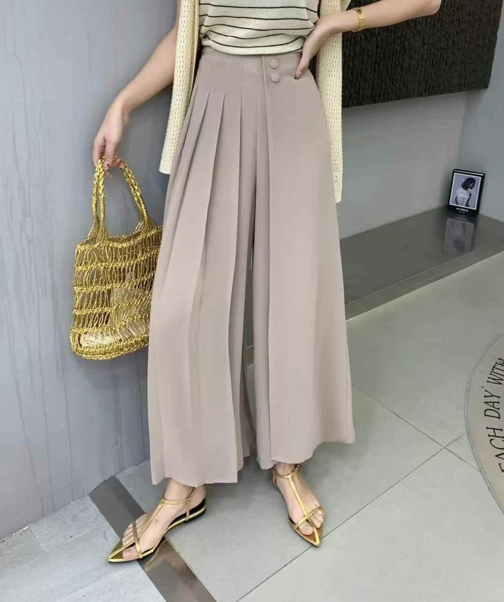 High-Waisted Pleated Skirt-Like Wide-Leg Pants ‖ 高腰百褶裙裤式阔腿长裤 KR0452171