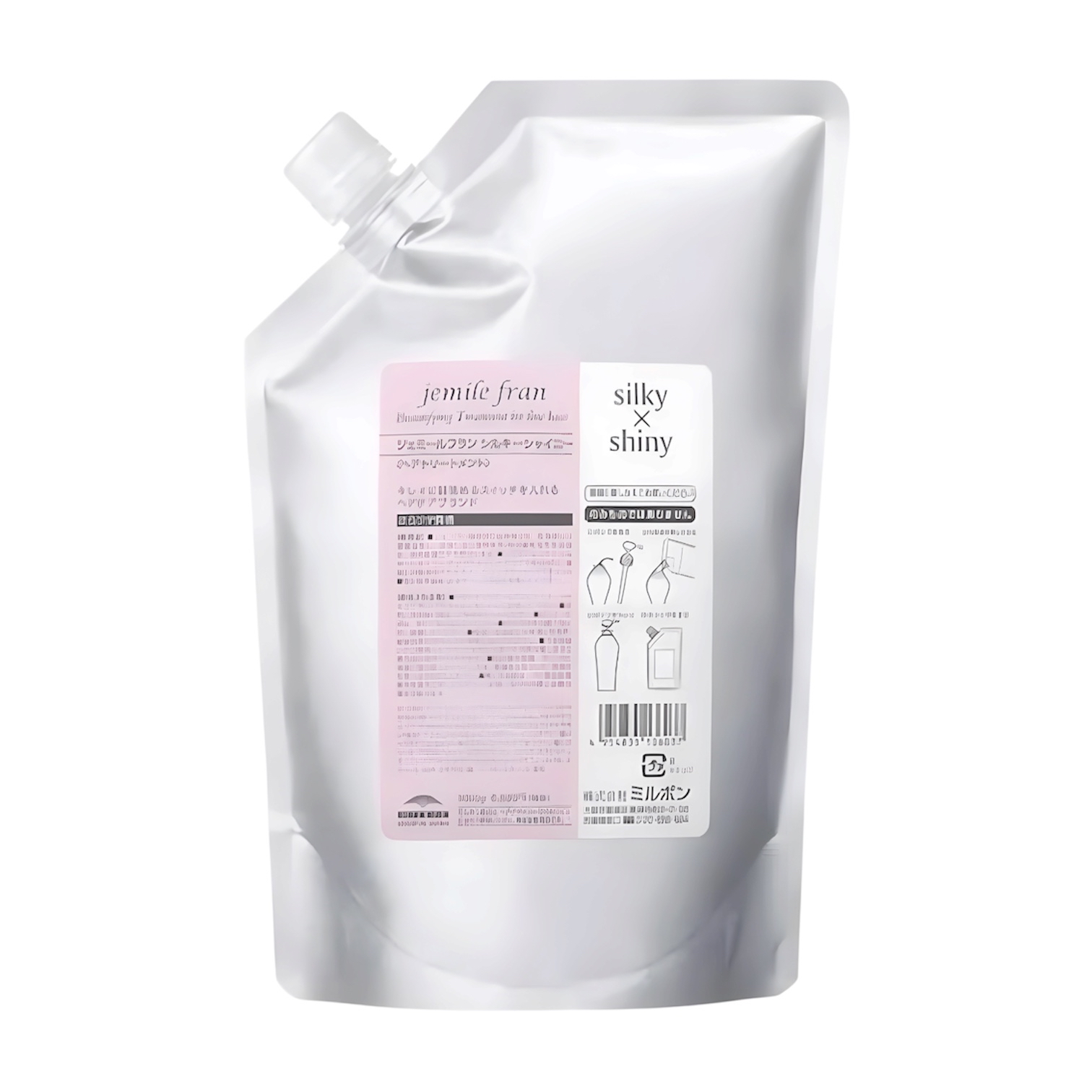 MILBON jemile fran Beautifying Treatment Refill for Fine Hair - Silky X Shiny 絲滑亮澤護髮素補充裝（細軟及普通髮質適用）1000g 