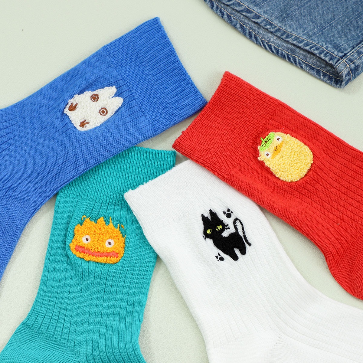 吉卜力 龍貓圖案刺繡 大人長襪 