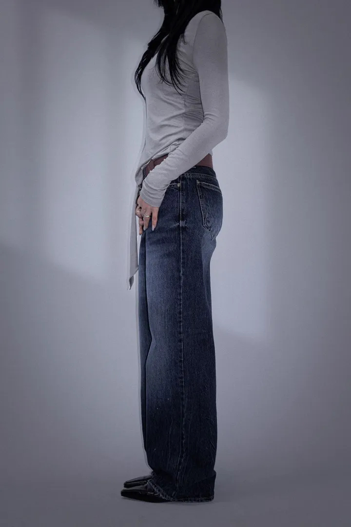 Low-Rise Washed Denim