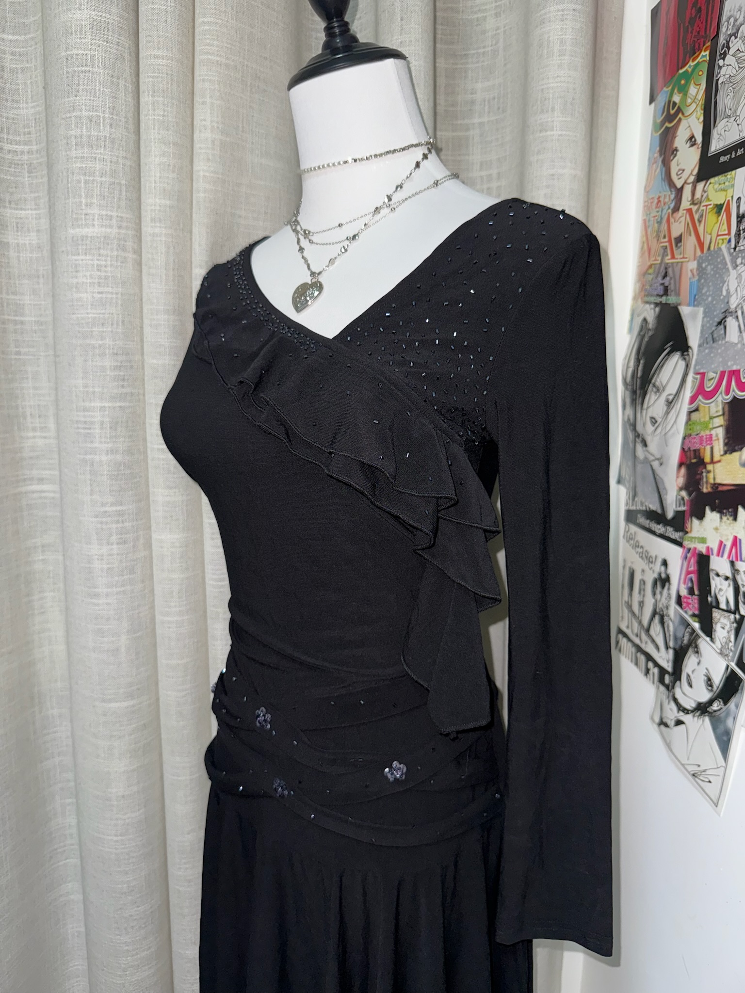 Asymmetric Elegant Rhinestone Cross-Waist Dress