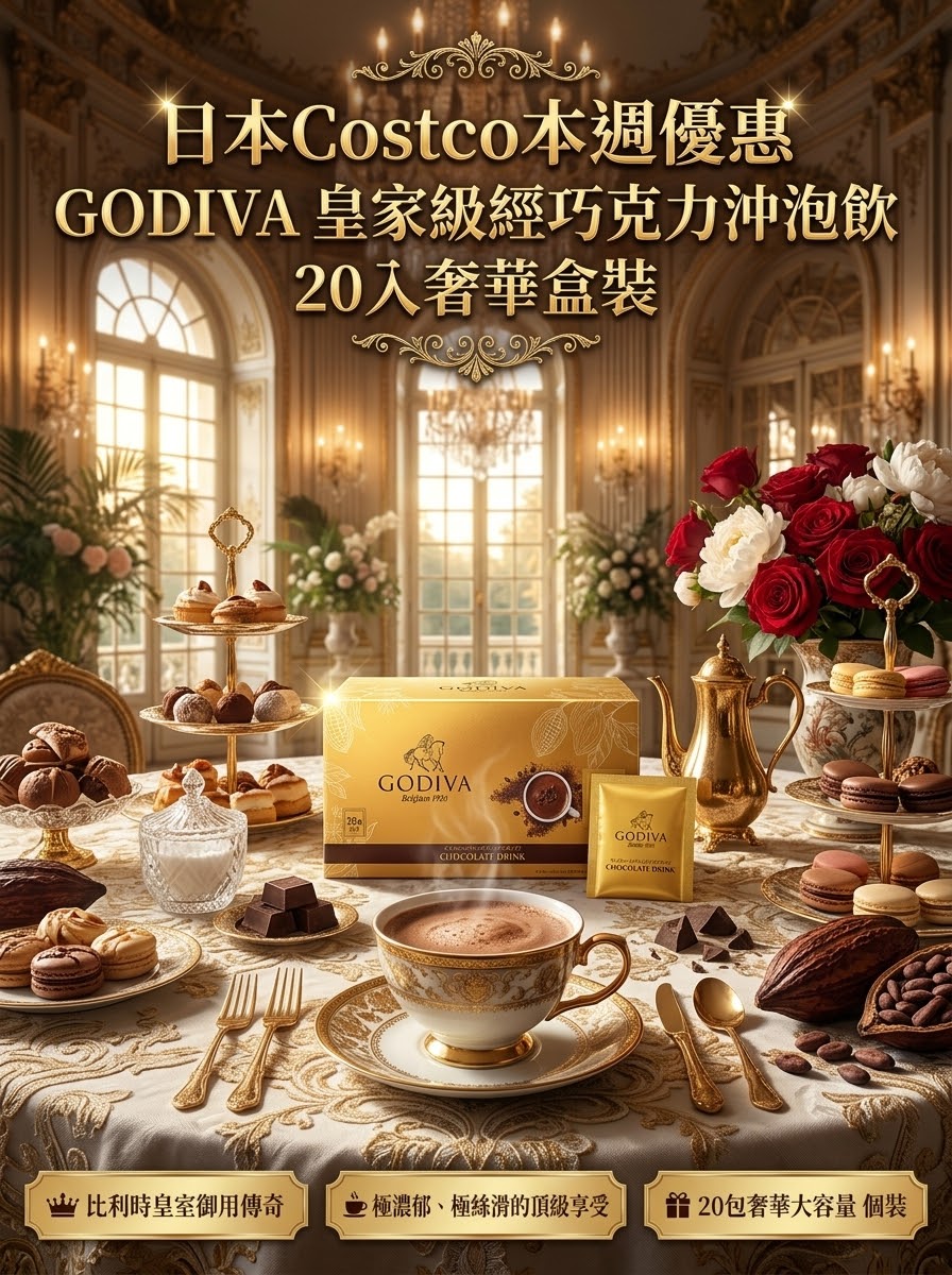 ​日本Costco GODIVA 比利時經典香濃可可粉隨身包禮盒 - 20gX20包裝  