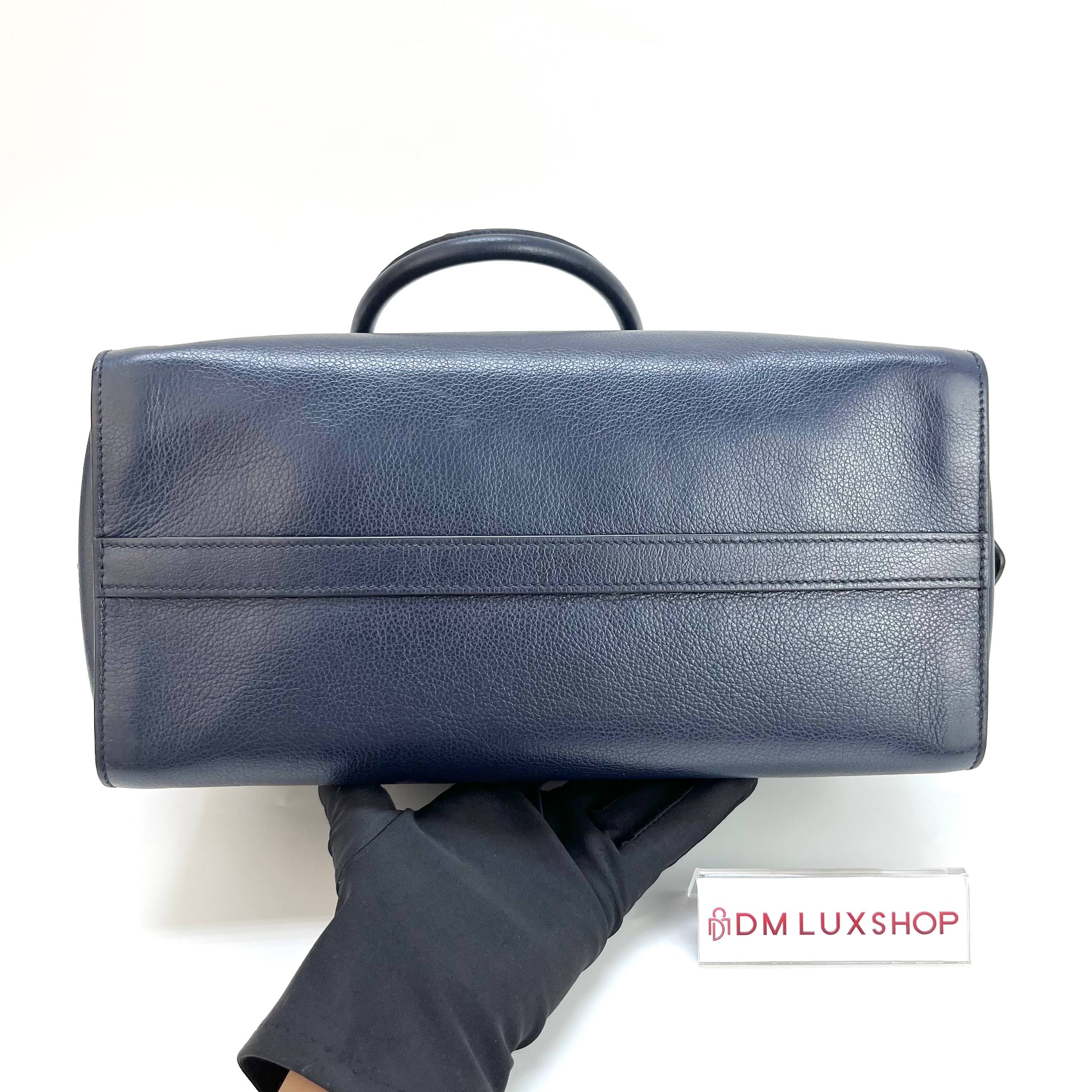 Prada Calf Leather Top Handle Tote Navy GHW