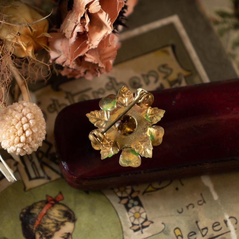 C.a. 1950s Austrian Hand-painted Colourful Flower Cluster Brooch(MU059)