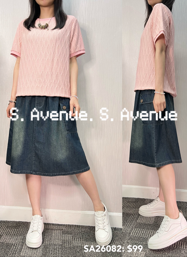 SA26082: 短袖暗鎖紋top