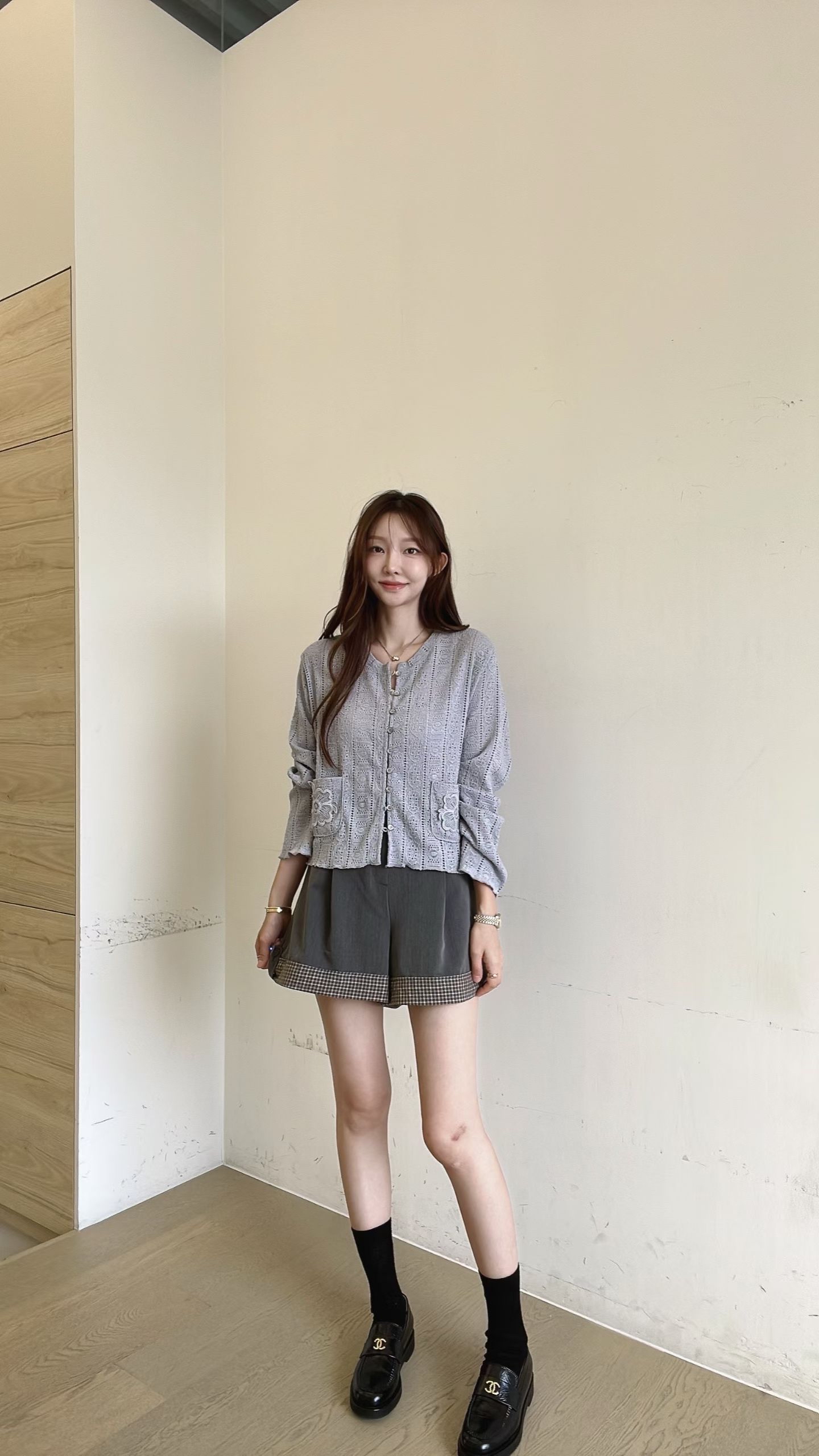 FV6  前2袋勾花Cardigan 