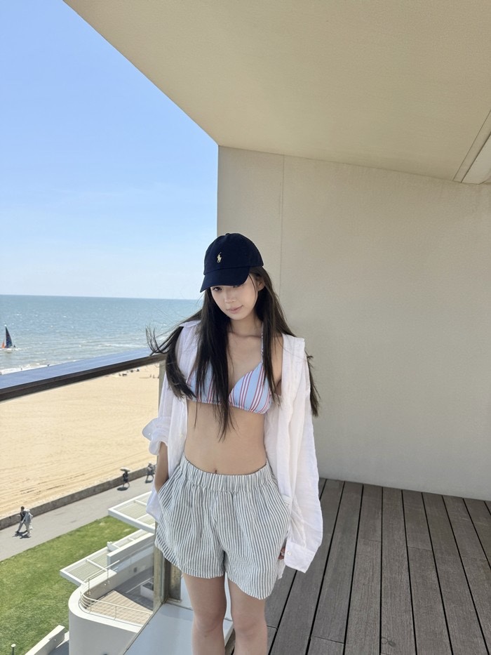 1769 Mist Stripe Bloom Short Pants 青雾条纹花苞短裤 