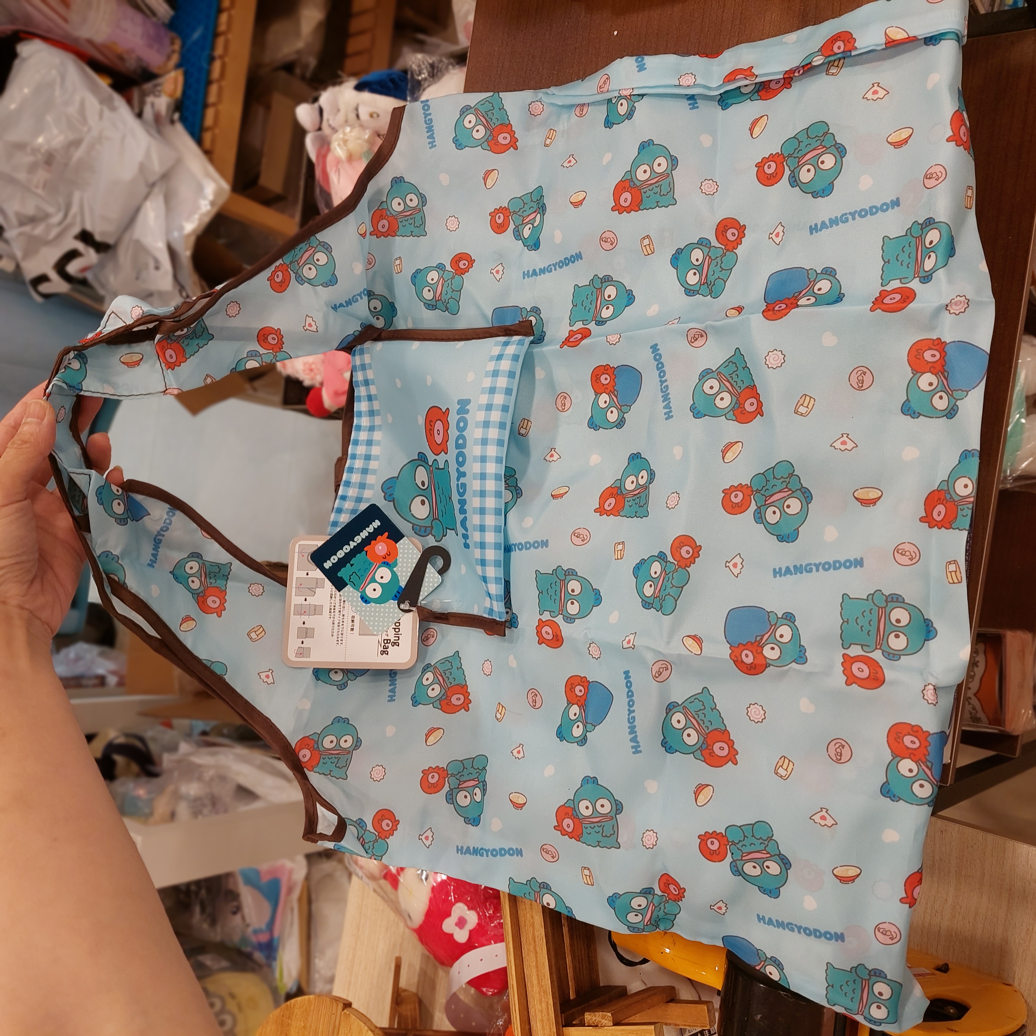 原裝日本 Sanrio Hangyodon 水怪 漢頓 收納 環保袋  Size 大 可上膊