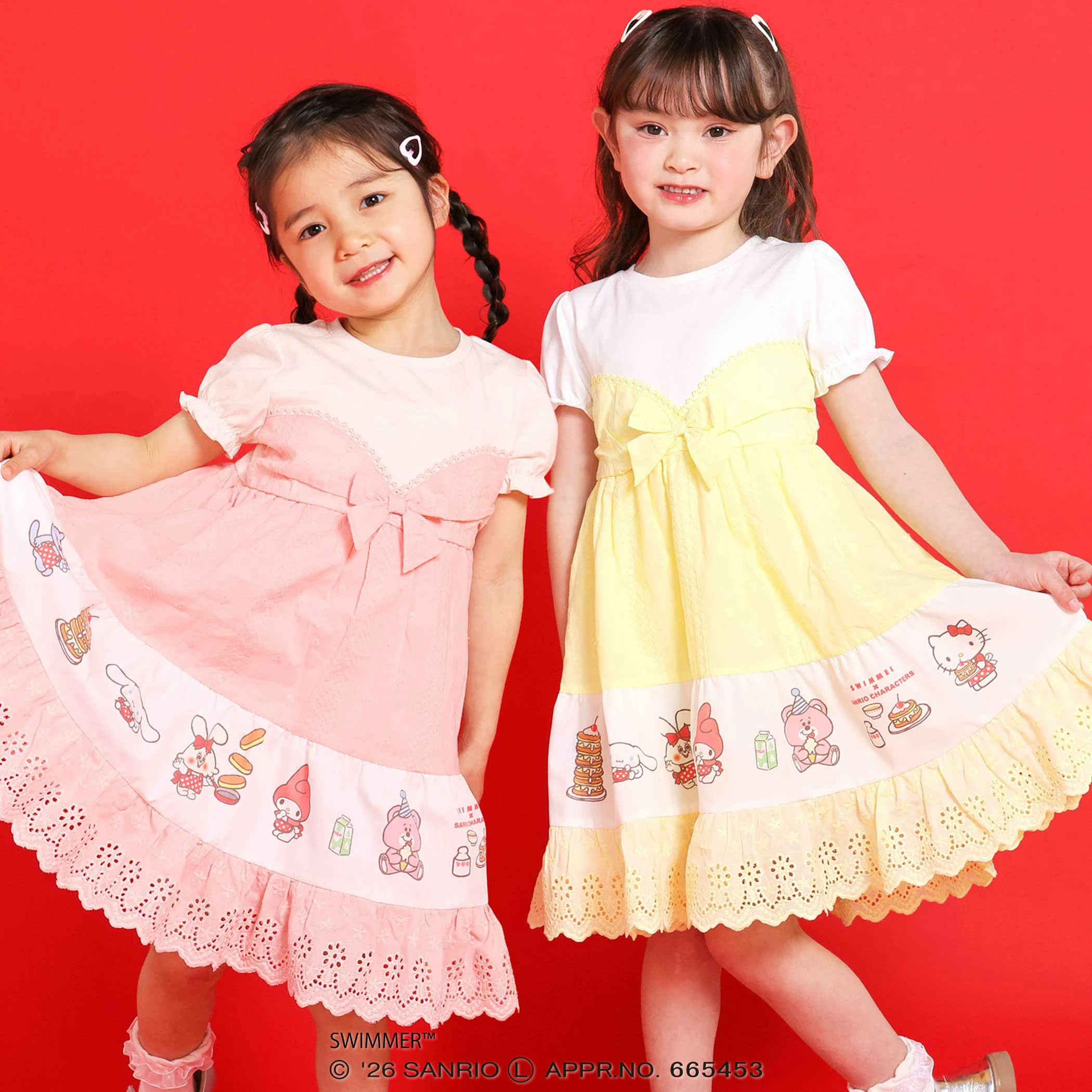 🆕【⭐訂購⭐】🌀 🇯🇵 日本直送 SWIMMER x #SanrioCharacters 泡泡袖 縷空蕾絲裙擺 連身裙［2款選］🌀 [ELCA-0264][260428]