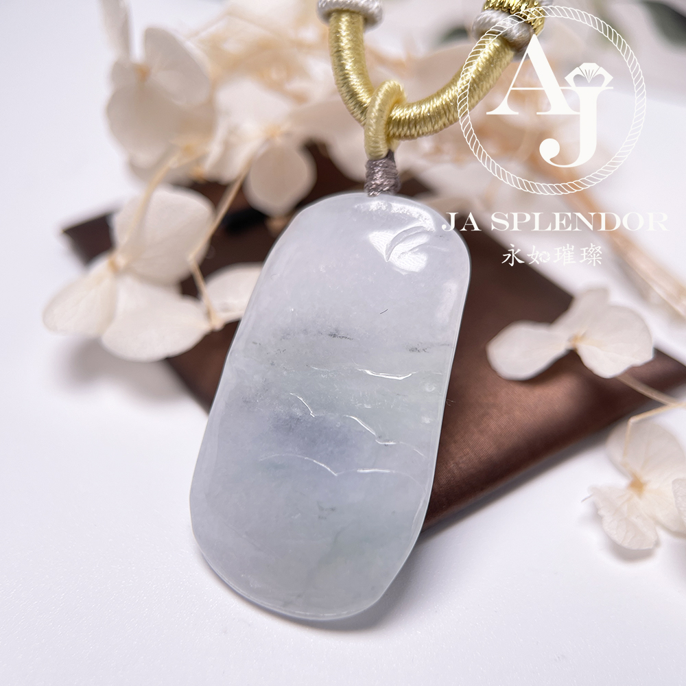 JNS-269 天然翡翠A玉  墨翠雲烟平安無事牌吊墜