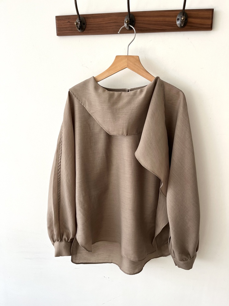 Scarf-Tie Elegance Blouse (Brown)