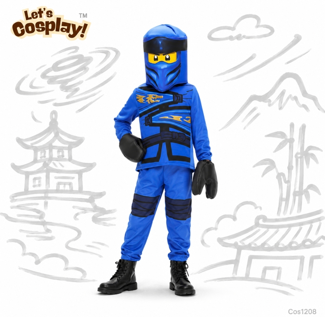 兒童積木公仔服裝扮演 Ninjago 藍色忍者服裝｜故事角色扮演・World Book Day Costume｜Lets Cosplay 香港現貨