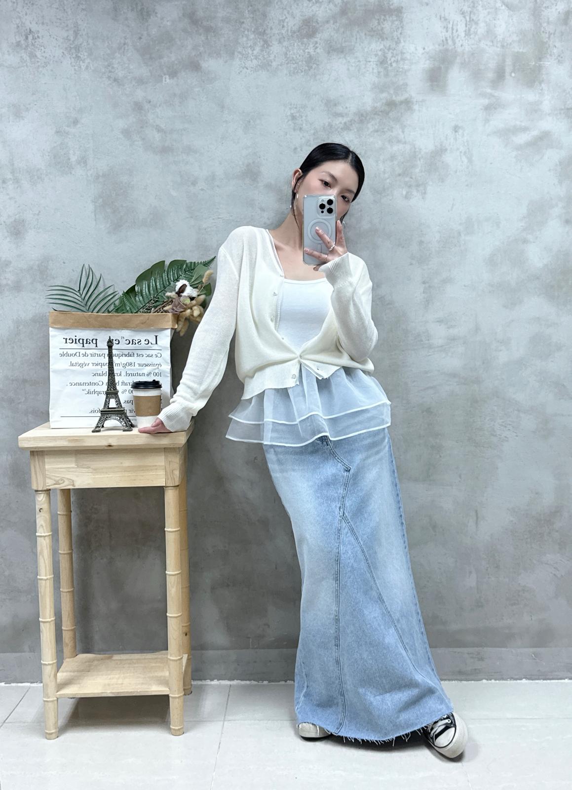 D19 半透紗邊線外套