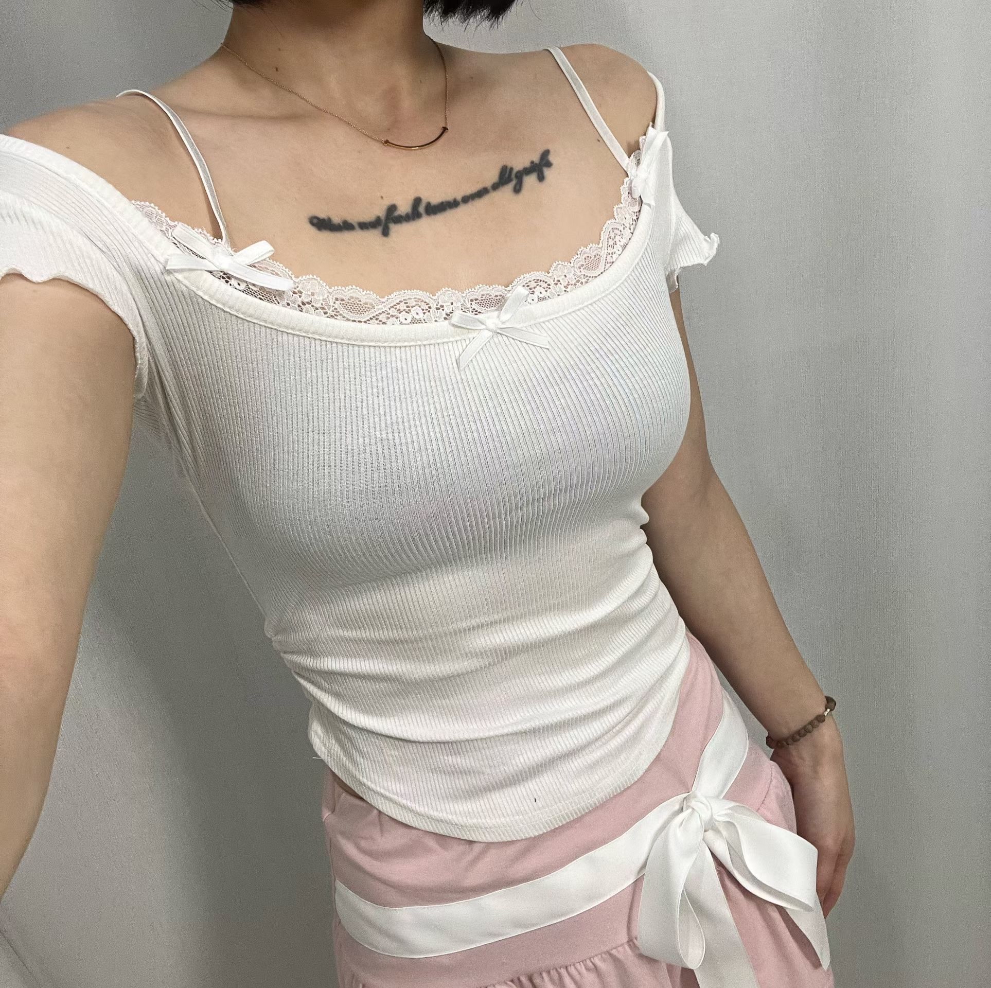 韓國蝴蝶結喱士露膊top