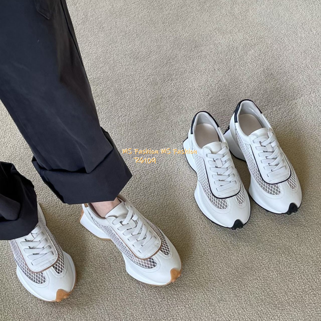 R6109 韓國🇰🇷真皮拼網料sneakers