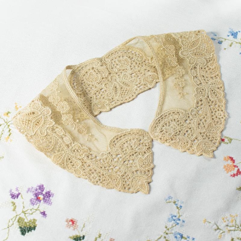 Elegant Ivory Beige Tone Antique Style Lace collar from Germany(NA0790)