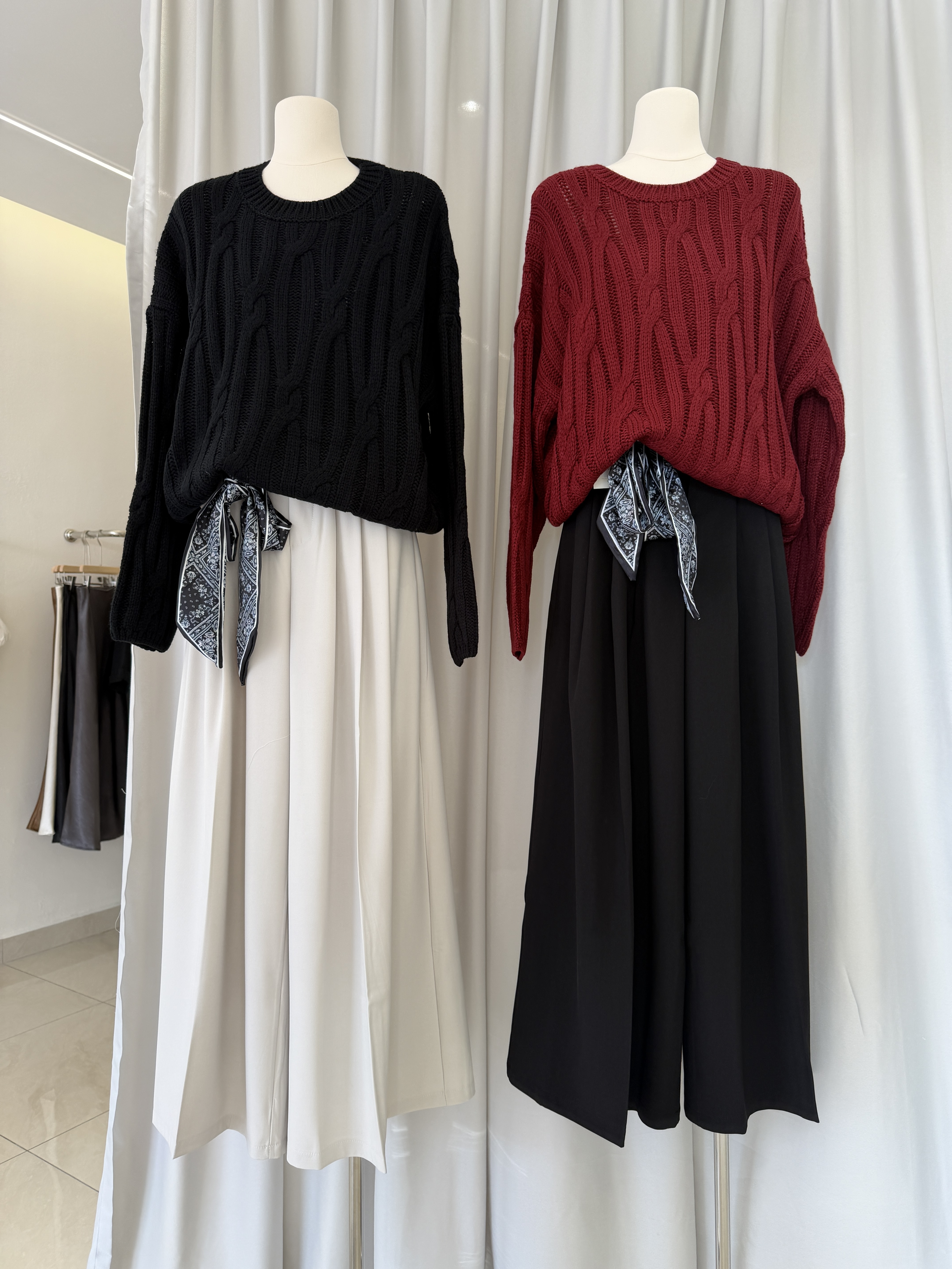 6625 韩版高腰丝巾西装长裤