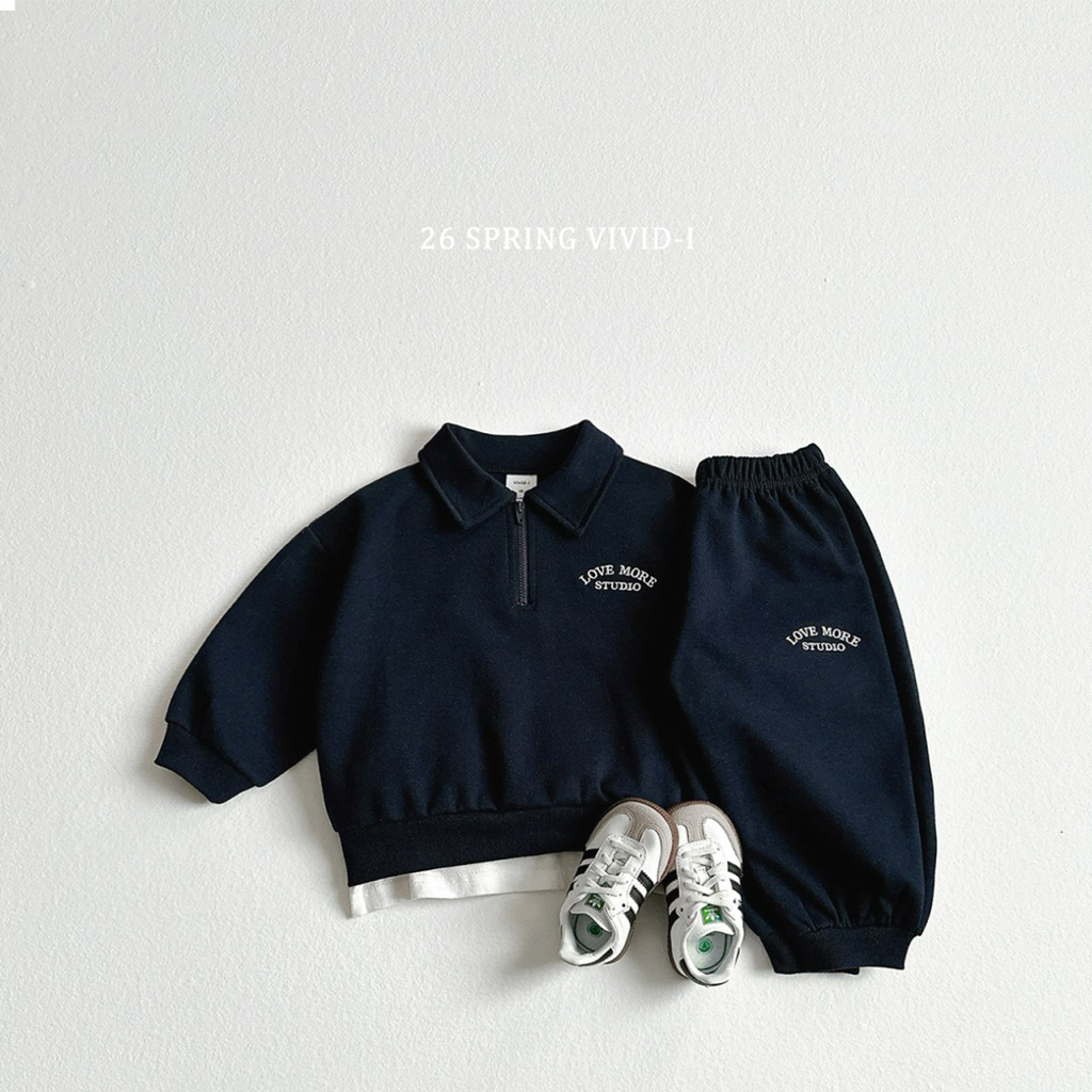 🌸預訂 韓國直送🌸🇰🇷VIVIDI四色字母刺繡半拉鍊翻領上下套裝