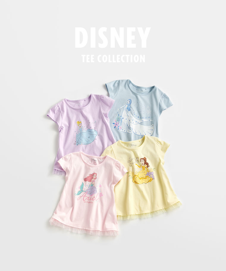 ☀️預訂 台灣直送☀️迪士尼公主系列四色網紗拼接印花純棉短袖T恤