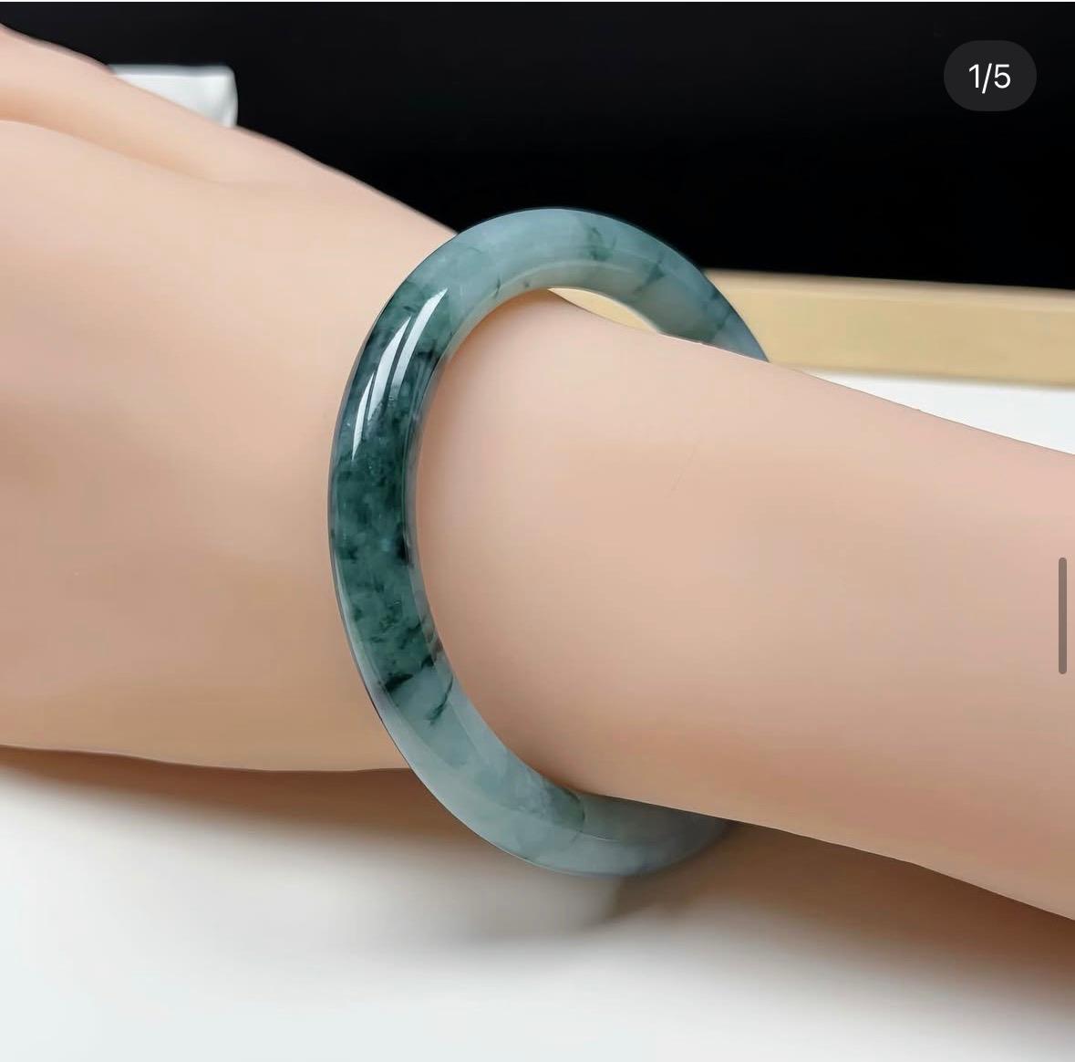 55.2mm 冰飄綠花翡翠圓條