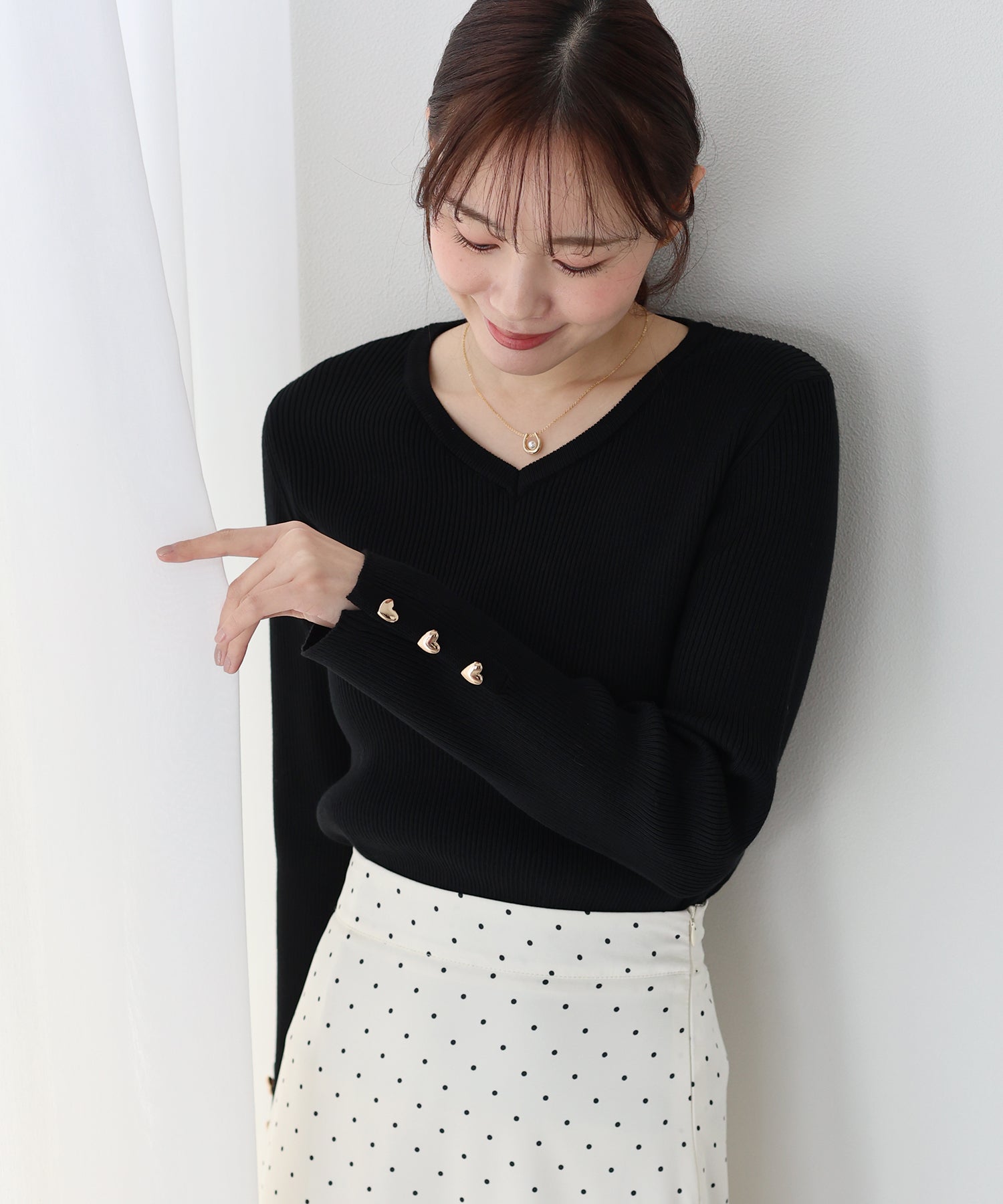 <JP> v領心心鈕顯瘦Knit Top* 3色入 <預購>