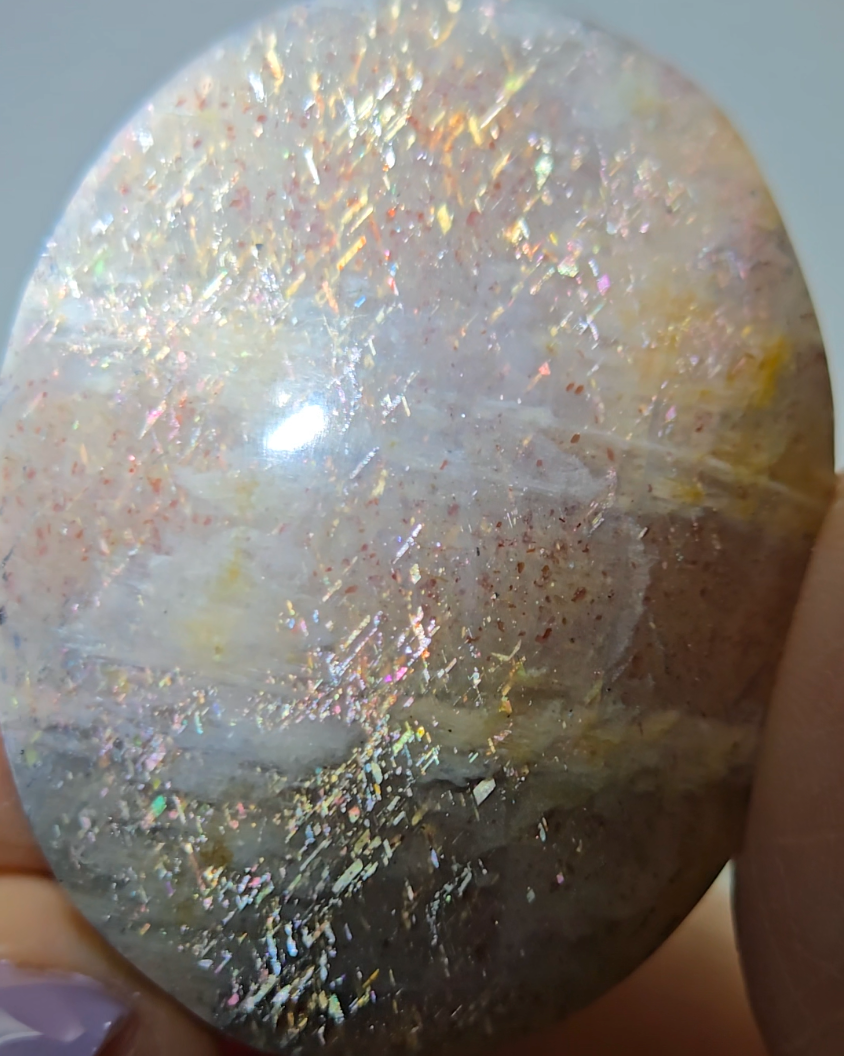 Rainbow lattice sunstone palm stone - SM613