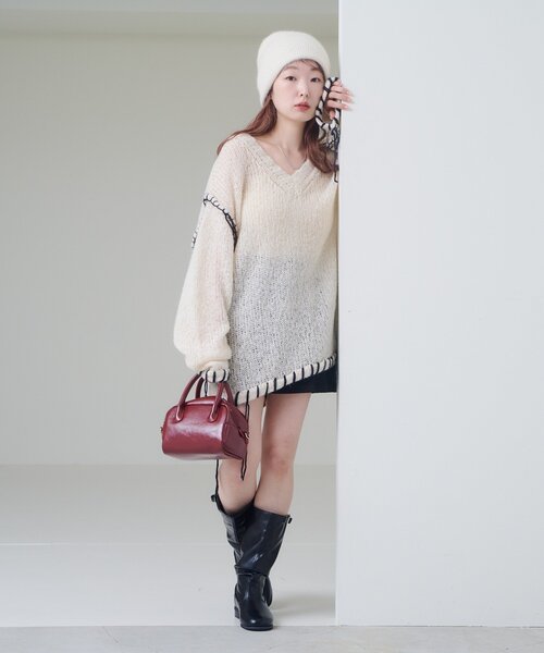 v領盲針編織冷衫