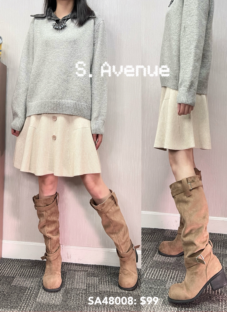 SA48008: 前有排鈕雙袋A字短裙