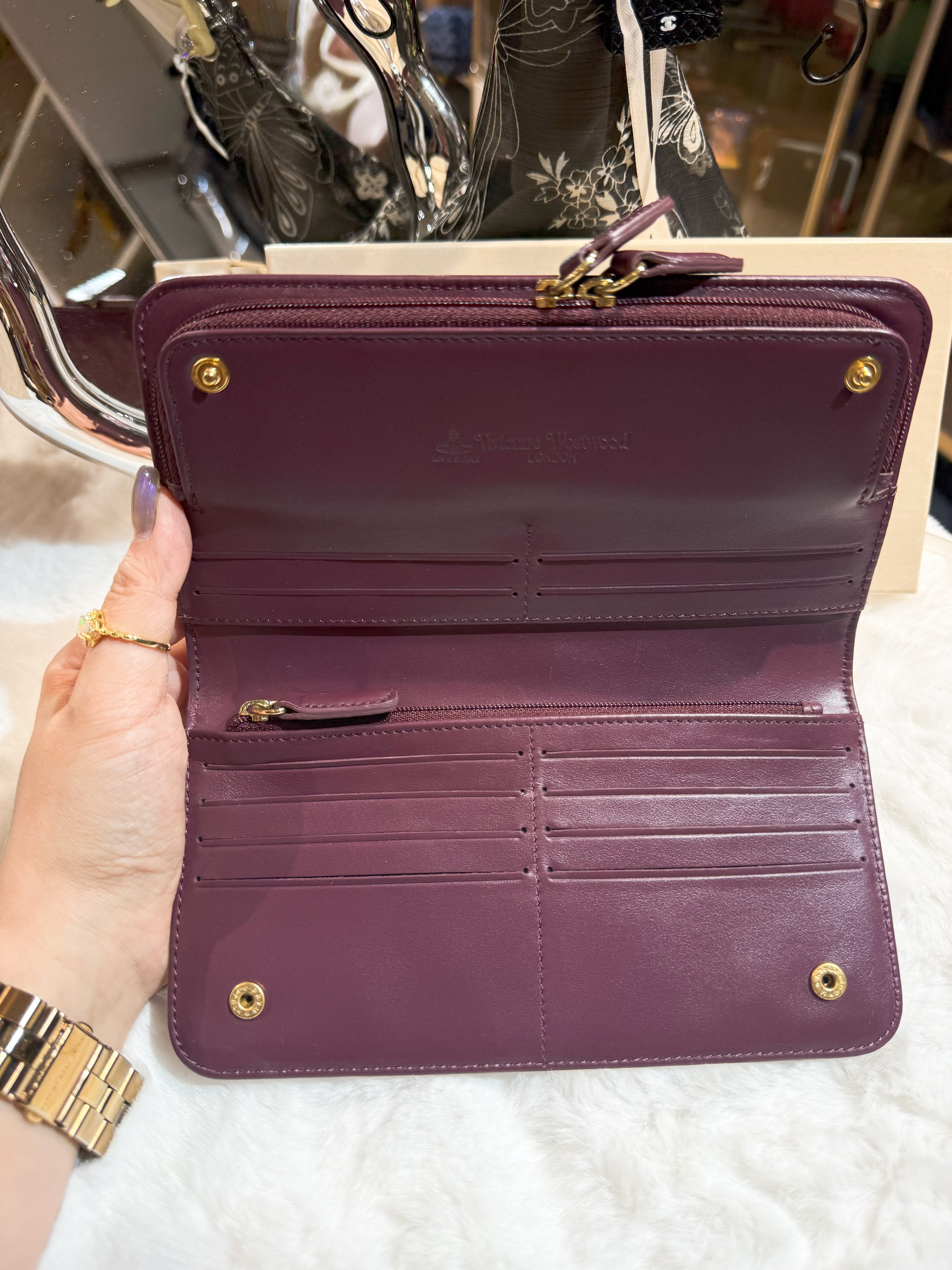 VW slim long wallet starorb/wine