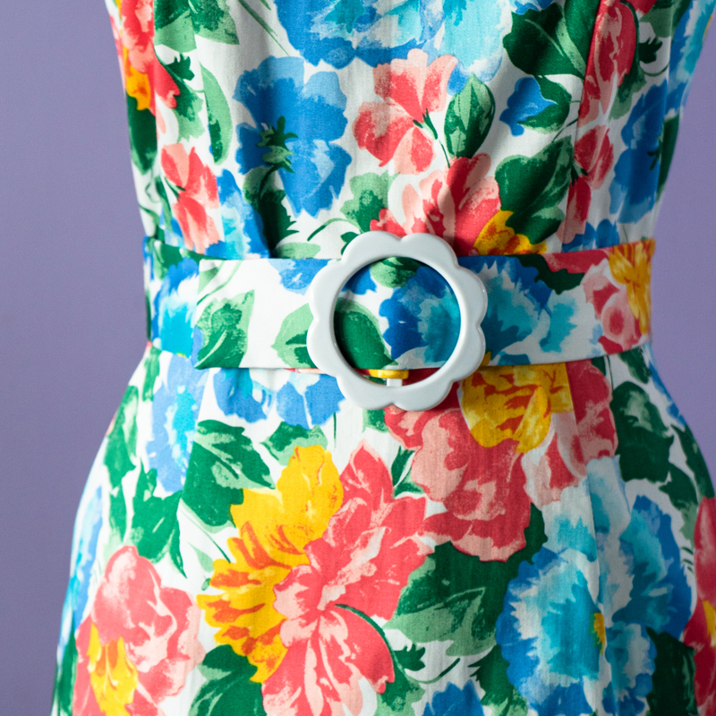 (Ready-Made) 1950s Style Square Neck Floral Summer Dress(FM182)
