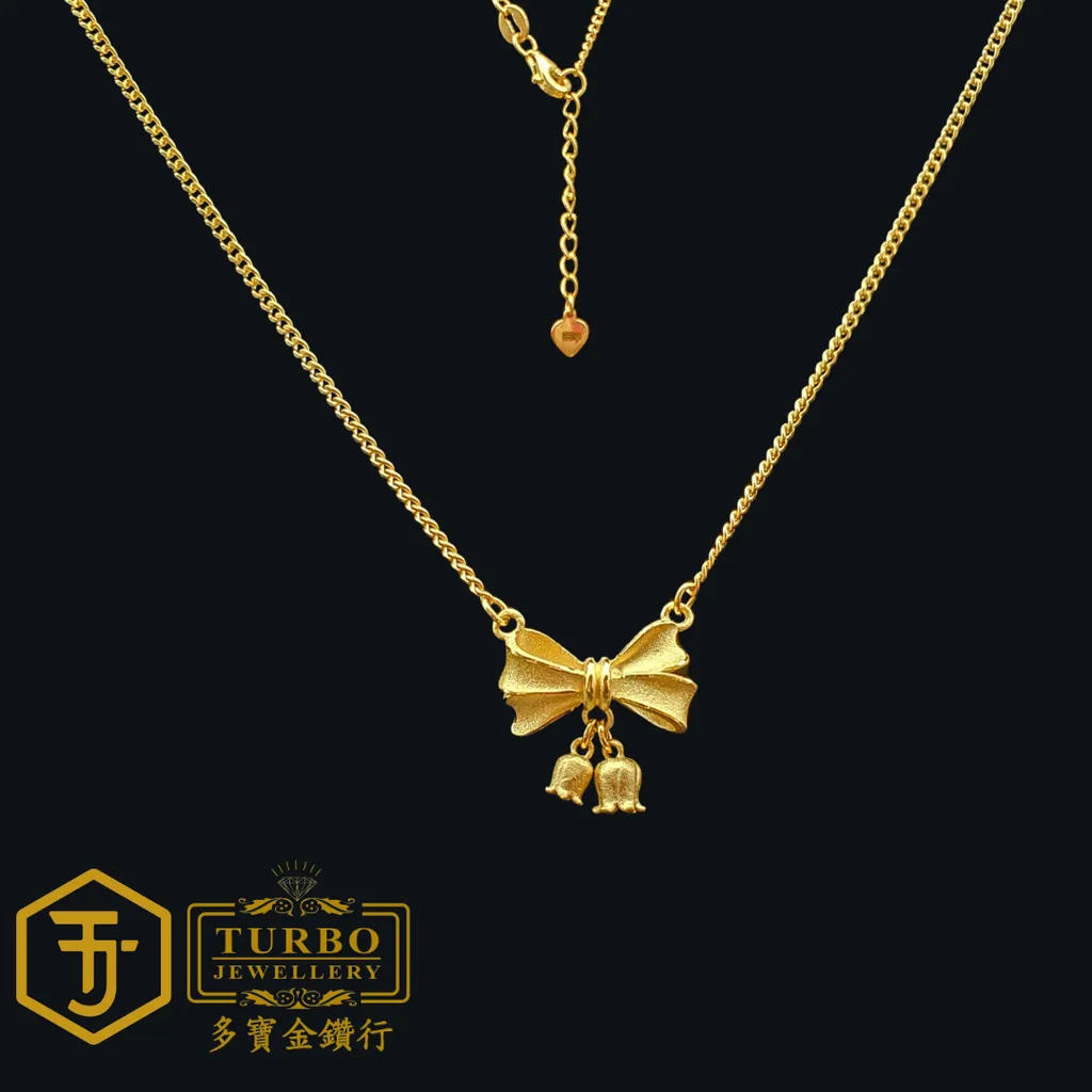 TURBO [999G] Ribbon Orchid Necklace 仄身间蝴蝶结铃兰花颈链