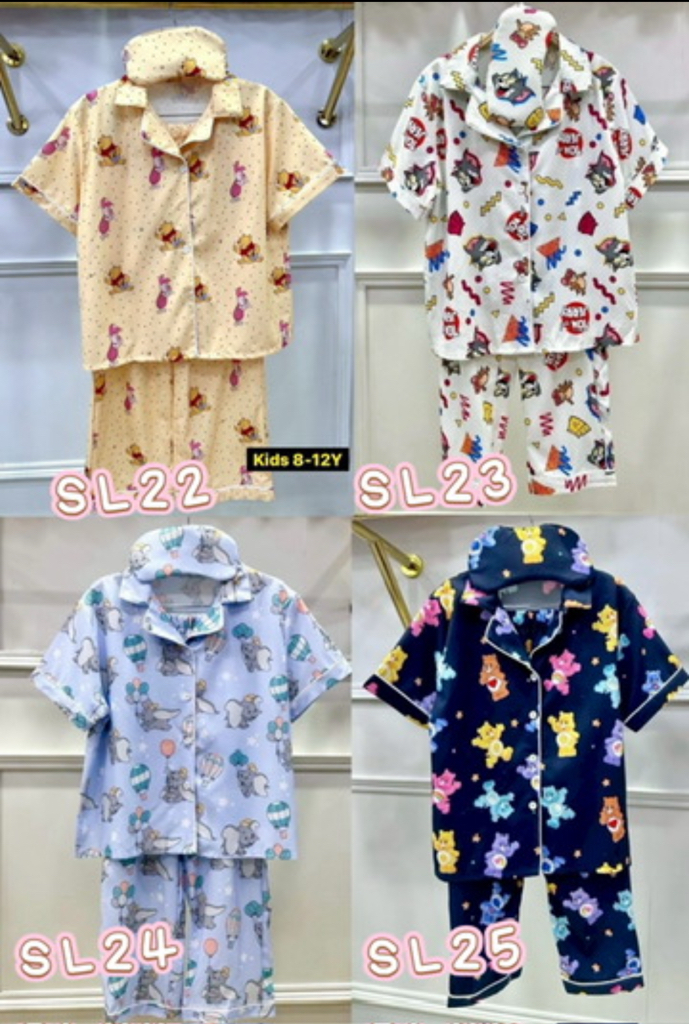 泰國直送真絲睡衣 兒童版 尺寸： 3-6 years 8-12years