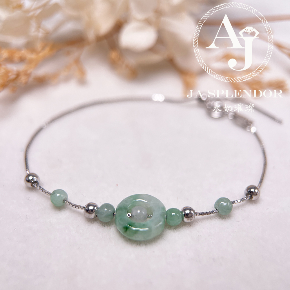D-36J 天然翡翠A玉 薄荷糖系列純銀手鏈