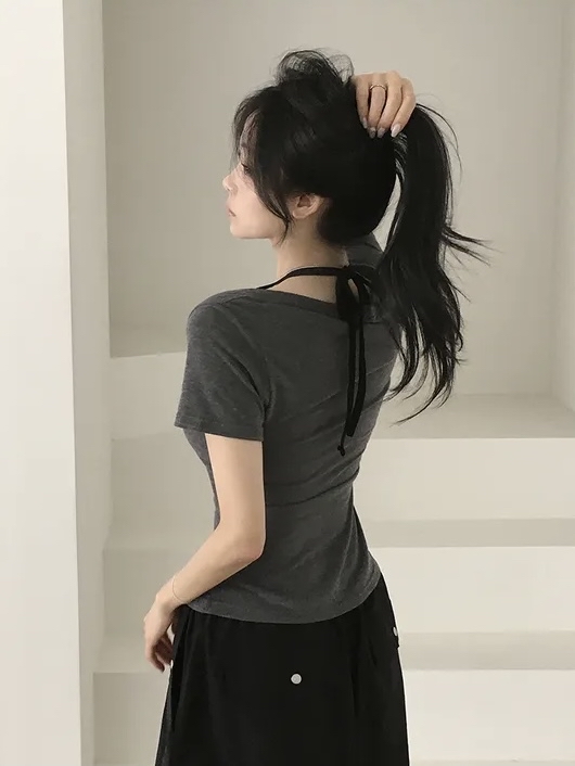 Halter Neck Layered V-Neck Top