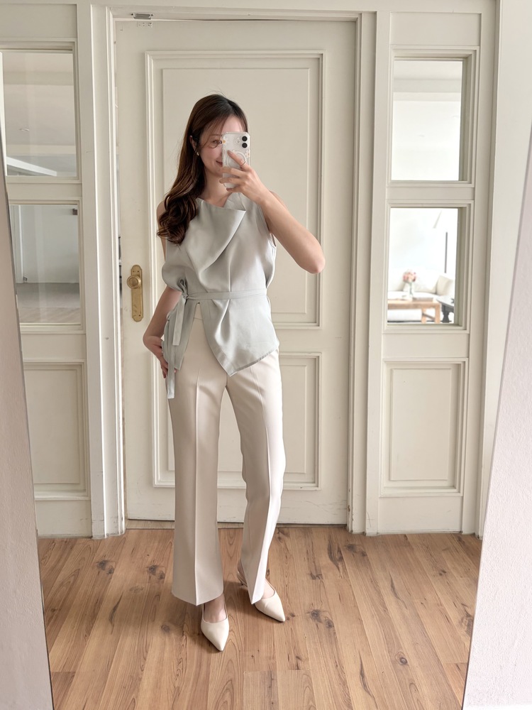 Camille Draped Wrap Blouse (Mint)