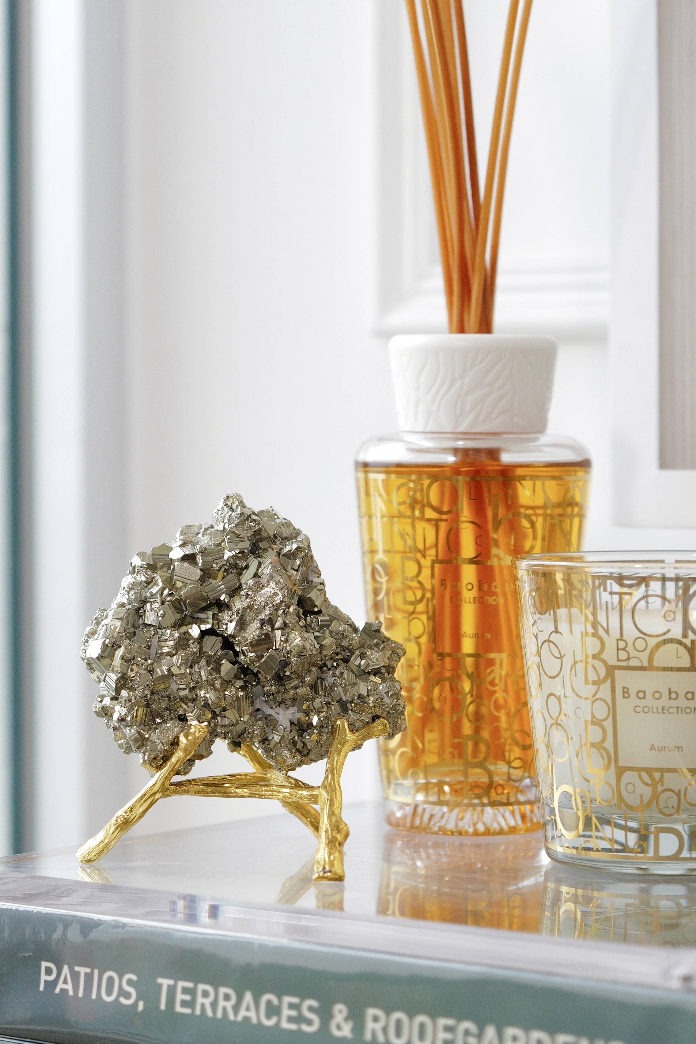  ༒9.7cm 黃鐵礦多面體共生方解石花原礦擺件༒ PY.A23CA6Gmat-RB5*11A6