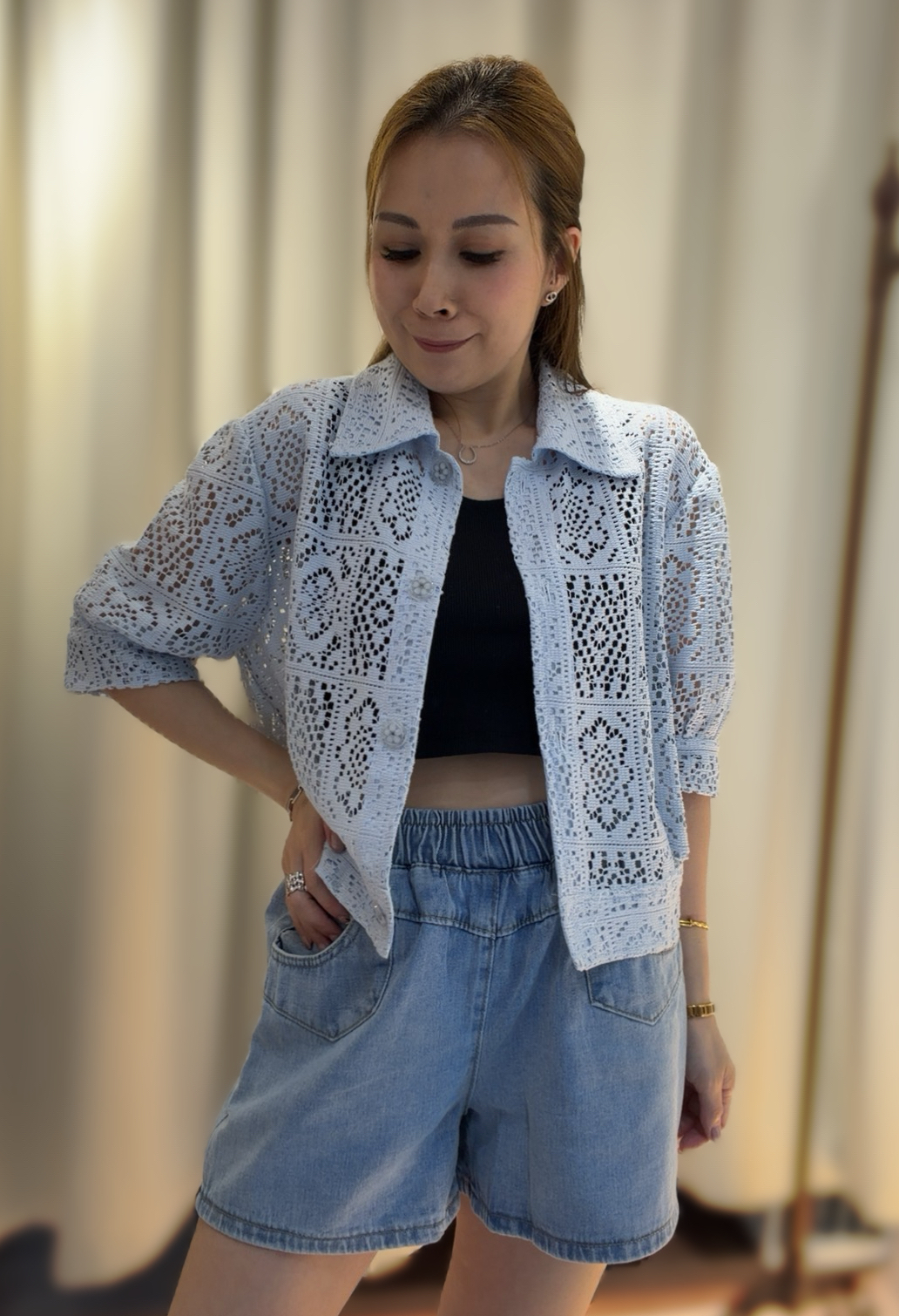 優雅鏤空鉤花外套