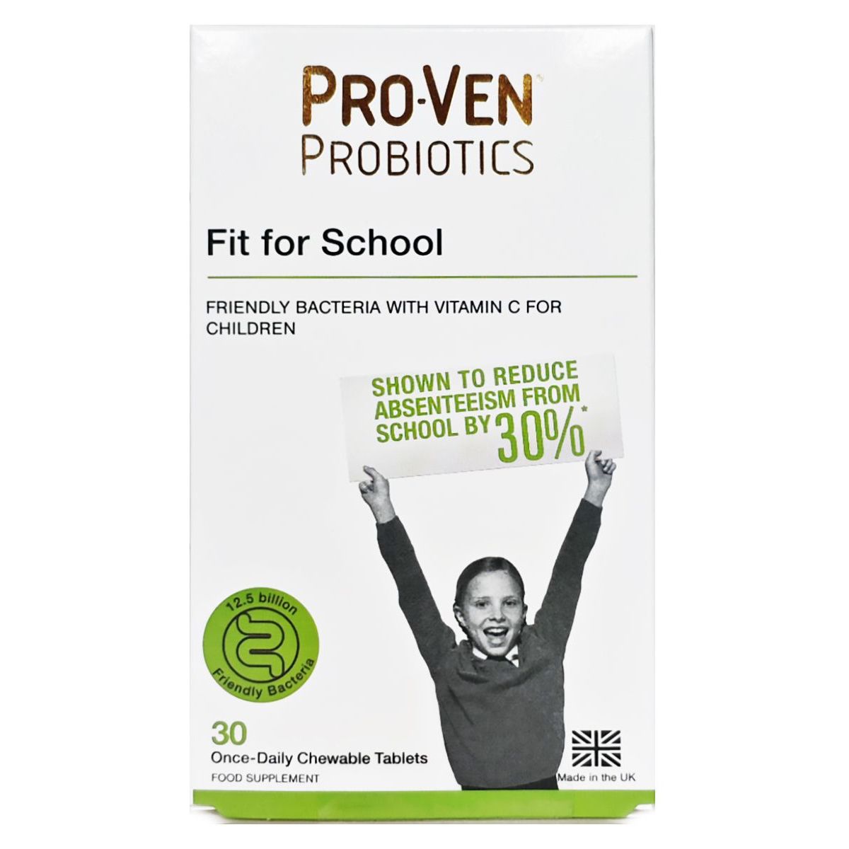 (NS)英國 ProVen Biotics Fit for School 學童益生菌咀嚼片30粒（英國官方認證版）