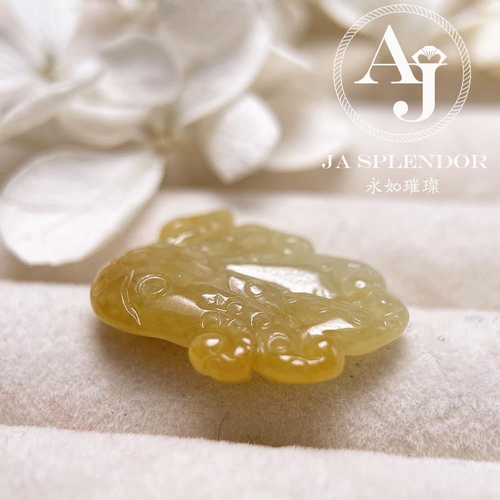 JN-3378 天然翡翠A玉-黃翡八方來財八爪魚/章魚吊墜