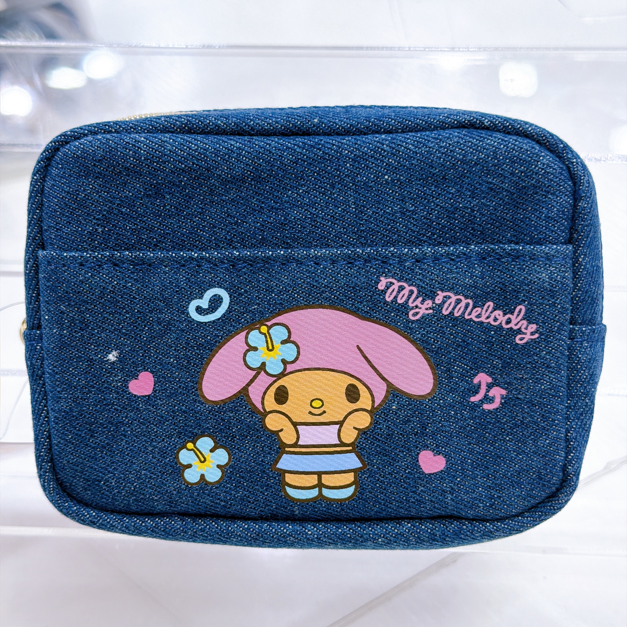 日本直送Sanrio 夏天黑皮泳裝系列 牛仔布迷你化妝袋
