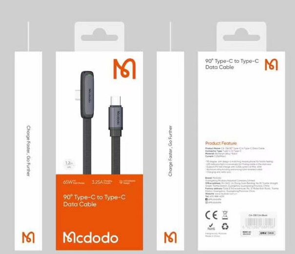 MCDODO CA3361 90° TYPEC TO TYPEC DATA CABLE 1.8M-CABLE:90° C-C 1.8M