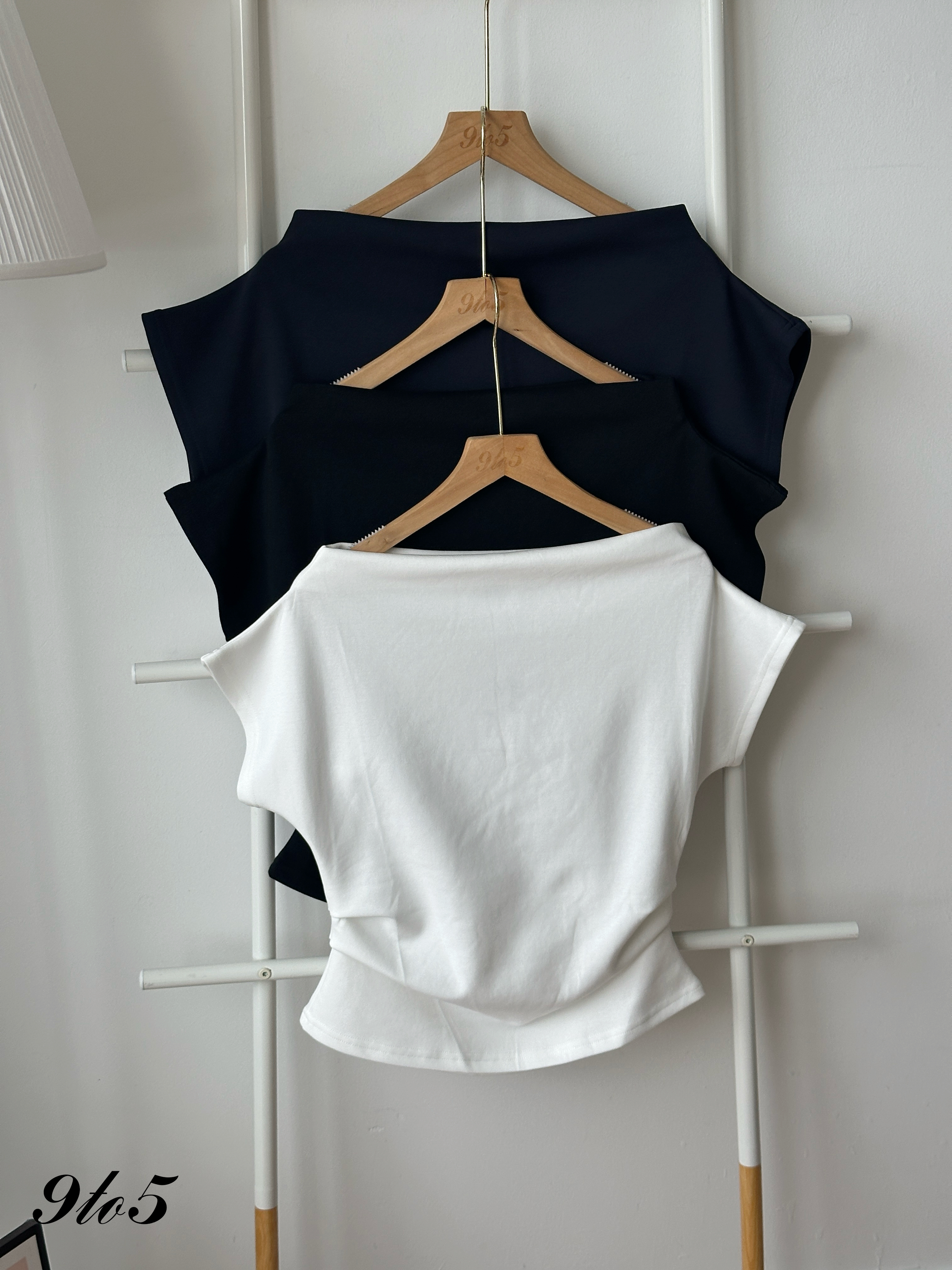 T4406 Boat Neck Ruched Top - 3 Colors 