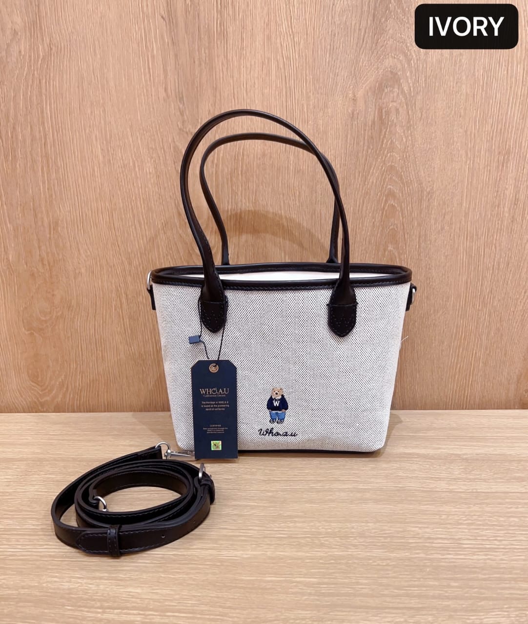 WHB26 WHO.A.U: Steve Canvas Bear Tote Bag