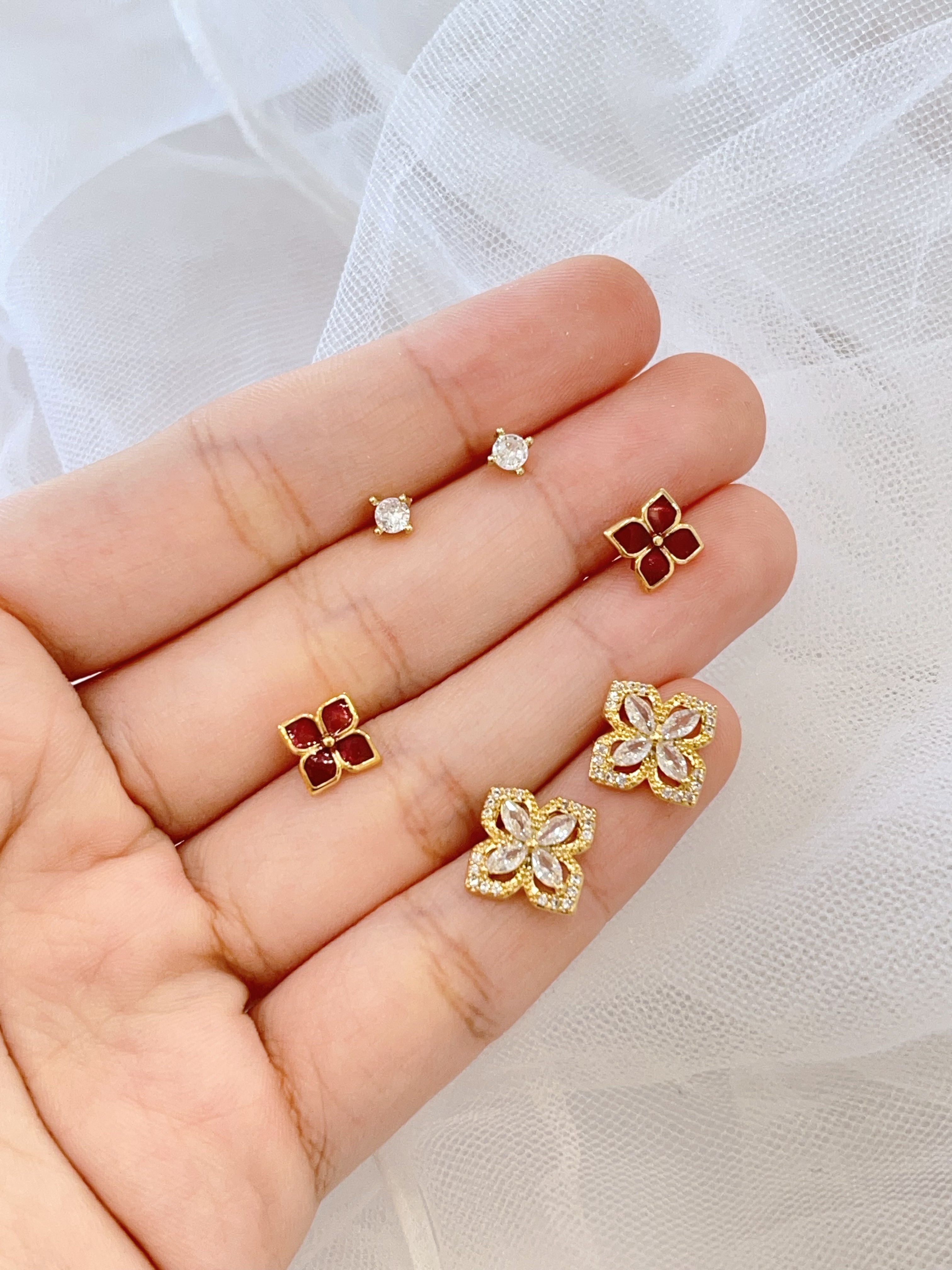 幸运四叶草不同款耳环套装