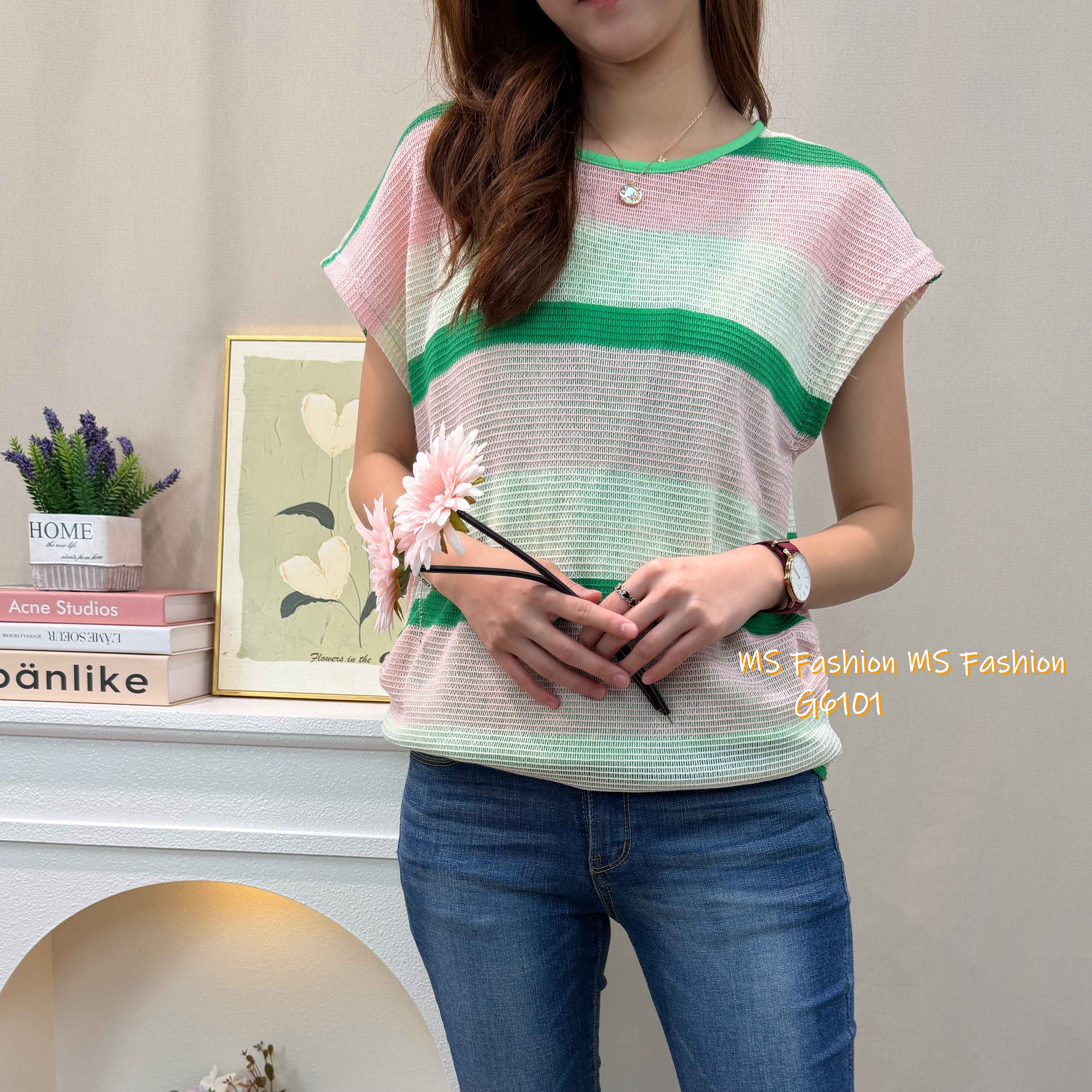 G6101 韓國🇰🇷靚色橫間top set