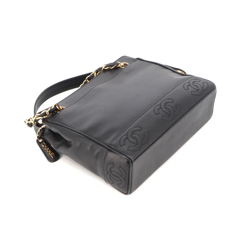 Chanel Triple Coco Mark Caviar Chain Tote Bag