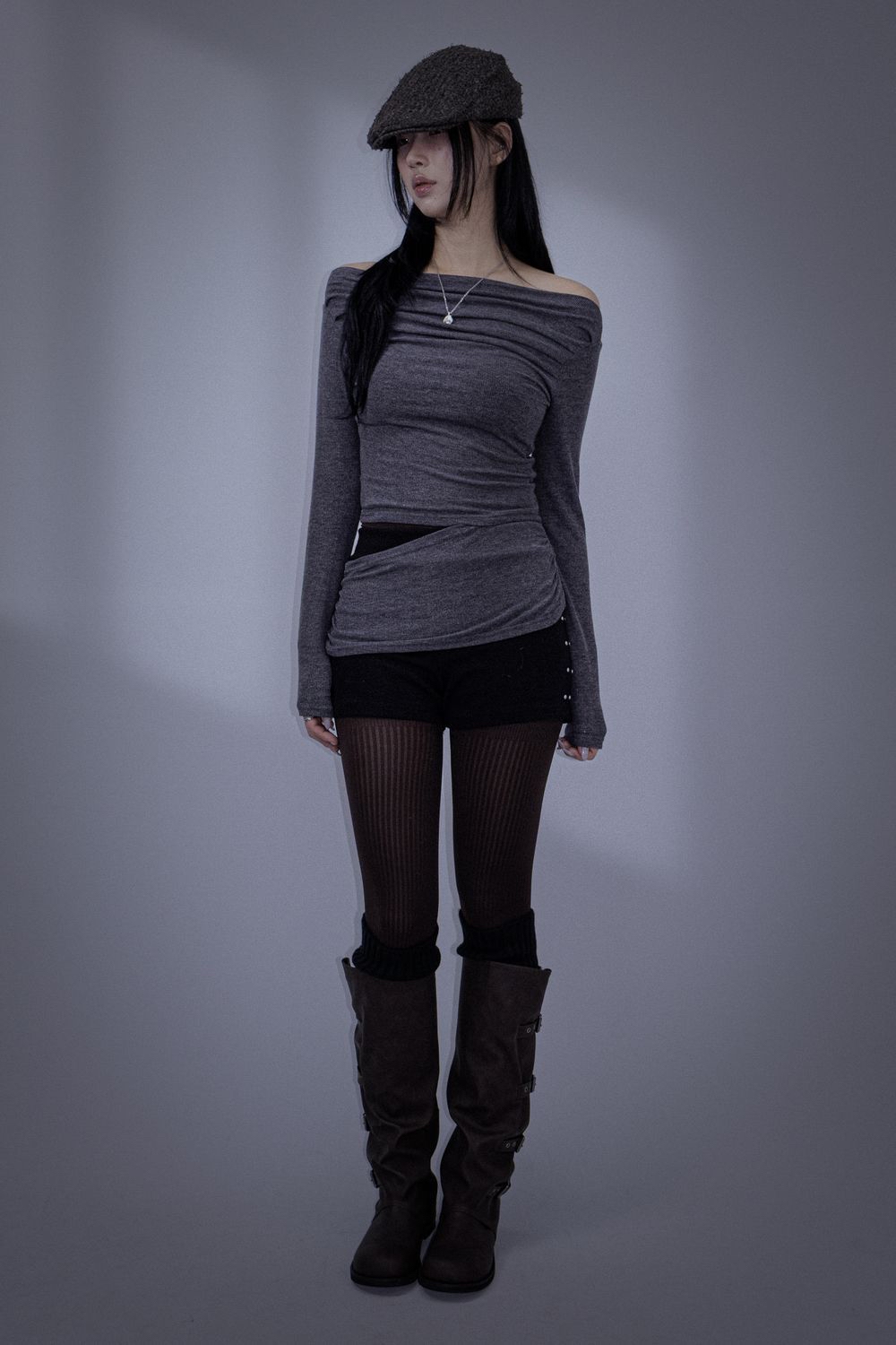 Cutout Off-Shoulder Ruched Top