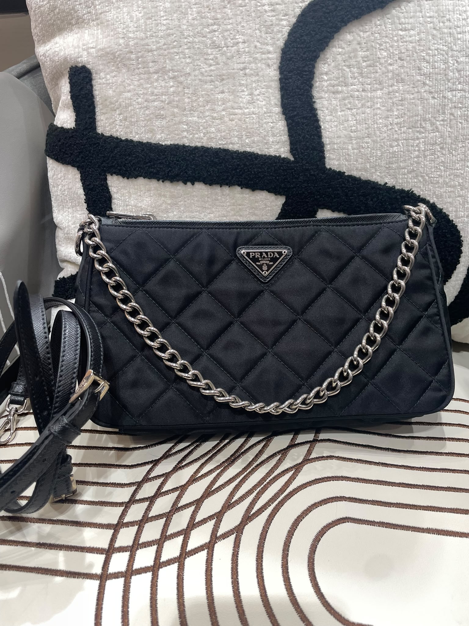 PRADA IBH026 Bandoliera Tessuto Impuntu re-nylon bag 100%Authentic, 98%New ✅Dust bag